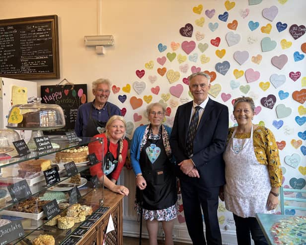 The High Sheriff of West Sussex Gary Shipton with one of the founding directors Claire Jones and some of the team at Creative Heart in Littlehampton. Photo: contributed