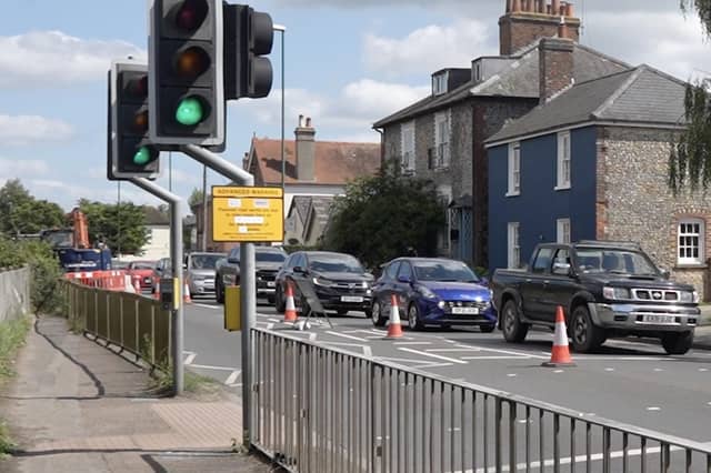 A Chichester road is closed to repair a wall that supports the River Lavant.
