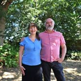 Sally and Peter Kemberare fighting to save two oak trees in the garden of their Cowfold home. S Robards SR2208081