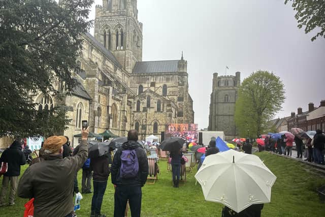 Despite the bad weather many Chichester residents were in attendance to witness King Charles III’s coronation in the city.