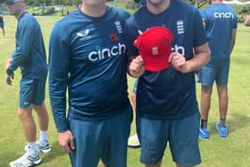 Alfie Pyle receiving his England cap. Picture: submitted