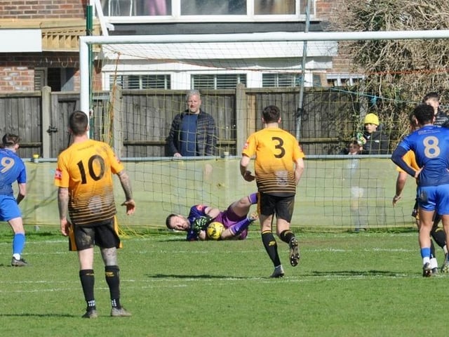 Action from Littlehampton Town's 1-1 draw with Lancing in theIsthmian south east division at The Sportsfield