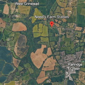 The application proposes a 44.64kW ground-mounted solar array, arranged in two rows, on land south of Need’s Farm House, off Steyning Road. Photo: Google Earth