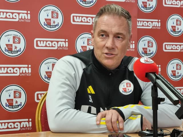 Crawley Town boss Scott Lindsey at the press conference | Picture: Mark Dunford