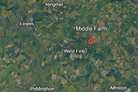 Emergency services, including an air ambulance, reportedly attended the scene, near Middle Farm, Firle. Photo: Google Earth