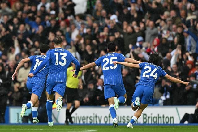 Diego Gomez said he spotted Crystal Palace goalkeeper Walter Benitez off his line, before scoring from the half-way line in Brighton’s derby victory. Photo: GLYN KIRK / Getty Images