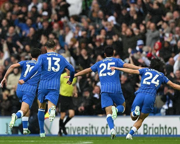 Diego Gomez said he spotted Crystal Palace goalkeeper Walter Benitez off his line, before scoring from the half-way line in Brighton’s derby victory. Photo: GLYN KIRK / Getty Images
