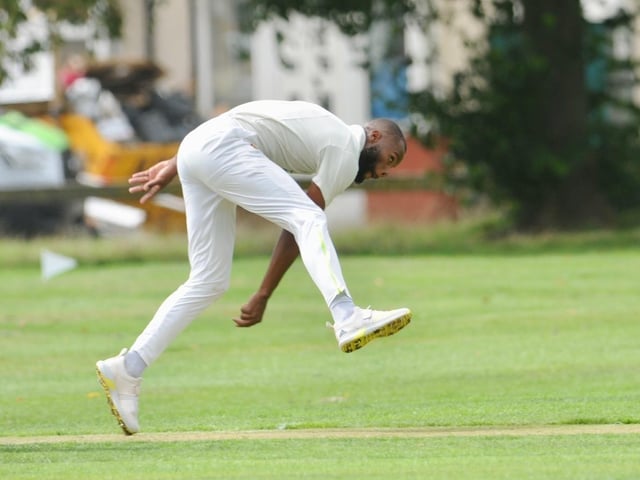 Action between Broadwater CC and Goring CC in Division 4 West of the Sussex Cricket League
