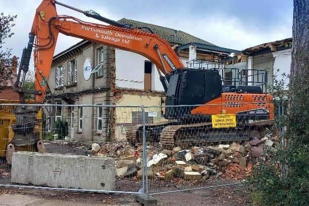 Demolition work at Skywaves House in Ivy Arch Road, Worthing. Picture: Worthing Borough Council