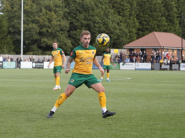Action from Horsham's 2-0 home defeat to Bishop's Stortford in the Isthmian Premier on Saturday