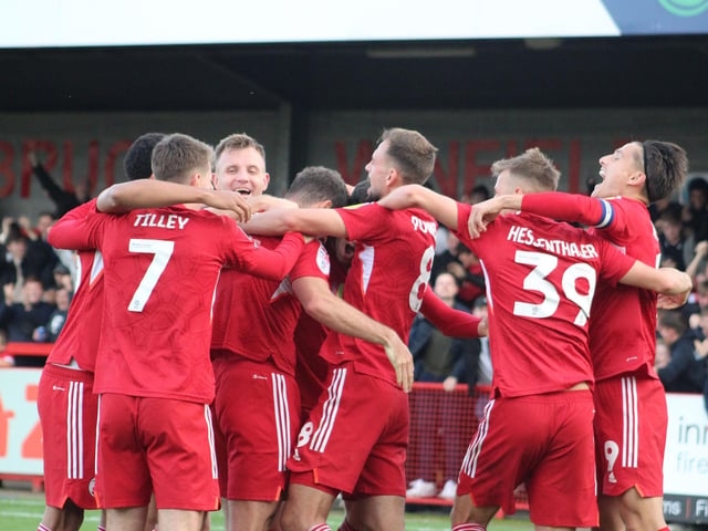 Action from Crawley Town's 2-1 win over Newport County. Picture by Cory Pickford