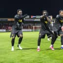 Worthing players celebrate in style at Kidderminster | Picture by Jay Wrighte