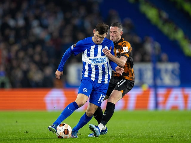 Action and crowd shots from Brighton and Hove Albion's Europa League clash with Marseille at the American Express Stadium.