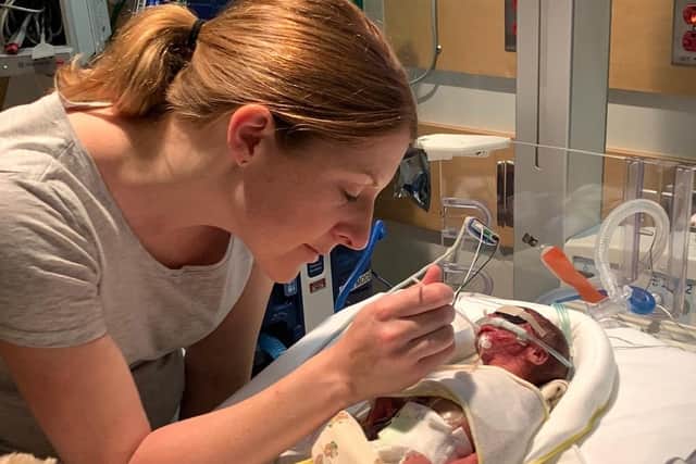 Kerry Myles with her son Alfie, born at 26 weeks