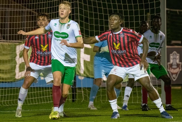 Action from Bognor Regis Town's win at Lewes FC in the FA Trophy