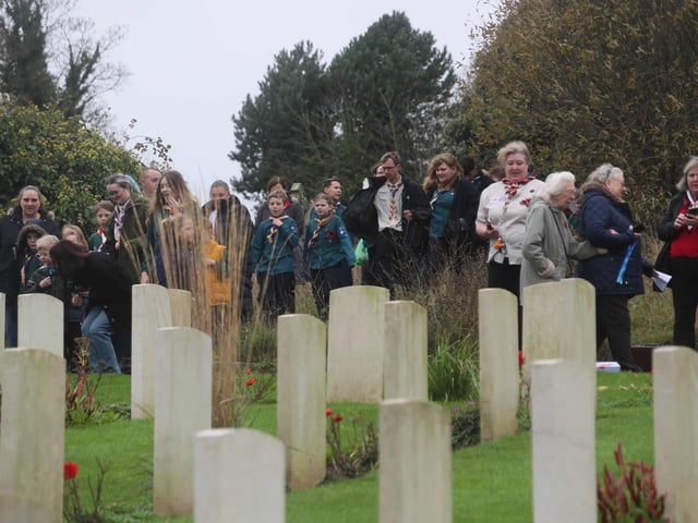 Planting of the crosses ceremony of remembrance at the Commonwealth war graves at Hastings cemetery. Photo by Roberts Photographic.