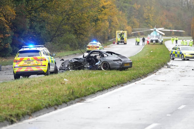 Three vehicle were involved in a serious collision on the A24 in West Sussex. Photo: Freelance