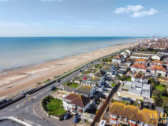 This five-bedroom detached house with direct views of Worthing beach has just come on the market with Warwick Baker at £649,950