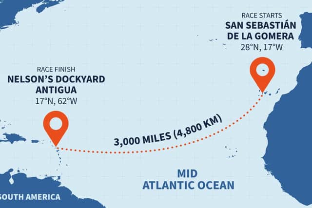 The route for the World's Toughest Row | Image contributed
