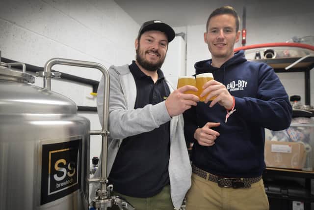 New Hastings' brewery Bad-Boy Brewing Co is getting ready to launch in December 2022. L-R: Charlie Best and Dylan Williams.