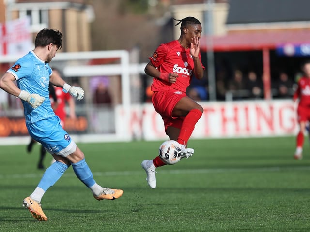 Action from Worthing v Braintree in National League South