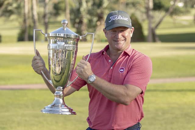 Golfer Jamie Donaldson with his European Senior Masters title. Photo: contributed