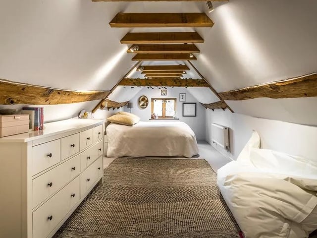 The attic has been converted to create another bedroom.