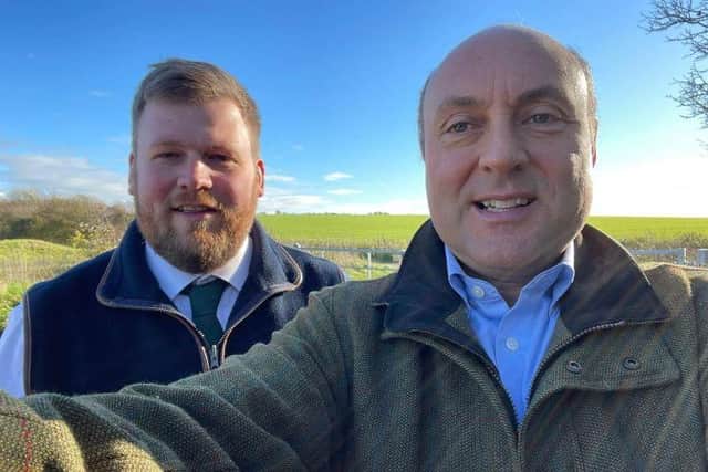 Councillor James Wright with South Downs and Arundel MP Andrew Griffith at Kithurst Hill car park - a 'vital link' to the South Downs