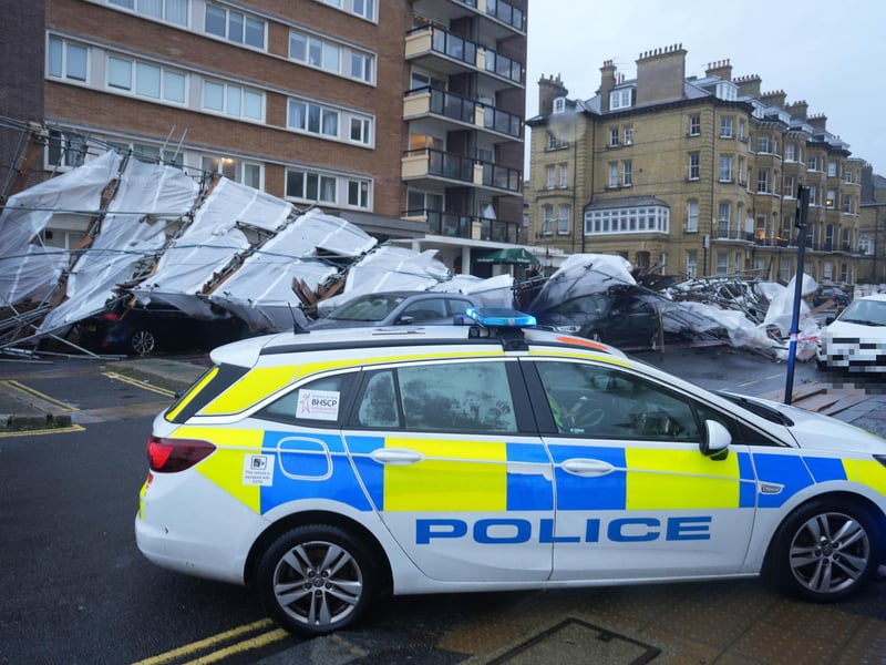 An incident involving fallen scaffolding has sparked an emergency response in First Avenue, Hove