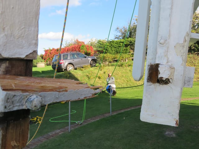 Jill Windmill in Clayton, Sussex, had her sweeps reattached on Saturday, October 8