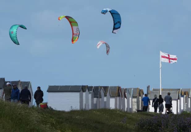 Kitesurfers on Goring beach on Sunday