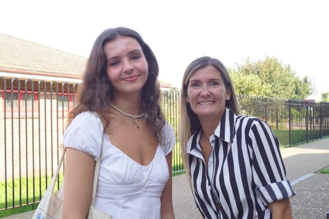 A very happy Head of Sixth Form, Vickie Smith with Jess. Photo: Chichester High School.