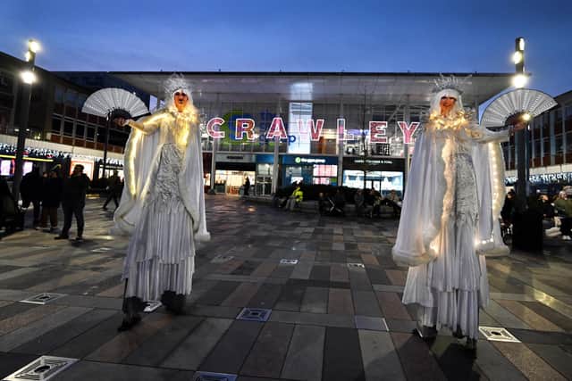 Crawley Borough Council Christmas Lights switch on 2025 (Photo by Jon Rigby) : Crawley was bursting with Christmas cheer on Saturday as the celebrations began with the Christmas tree lights switch-on in Queens Square.