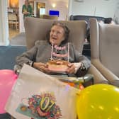 Gwendoline (Tonky) Tompkins celebrating her 107th birthday at Elizabeth House