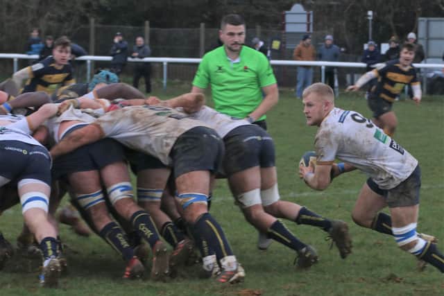 Will Rigelsford with the ball for Raiders at Sevenoaks | Picture: Colin Coulson