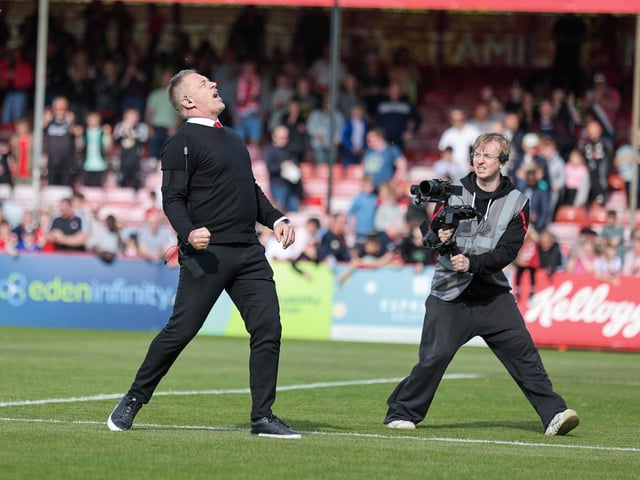 Scott Lindsey celebrates against Northampton