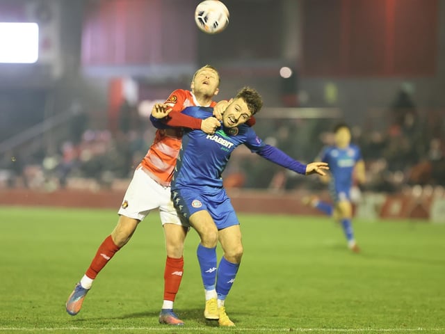 Action from Worthing's 7-2 defeat at Ebbsfleet United in the National League South
