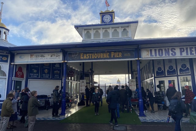 Filming of the TV drama 'Crown' at the pier
