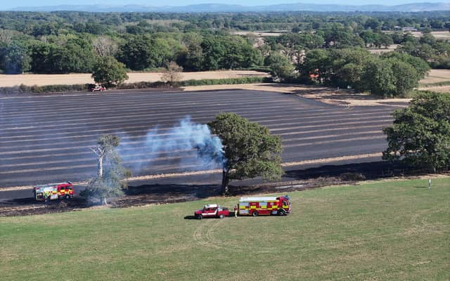 West Sussex Fire and Rescue Service said – at 3.40pm on Saturday – that crews were ‘dealing with a fire in a field’. It was reported close to West Chiltington Lane, near Coneyhurst.