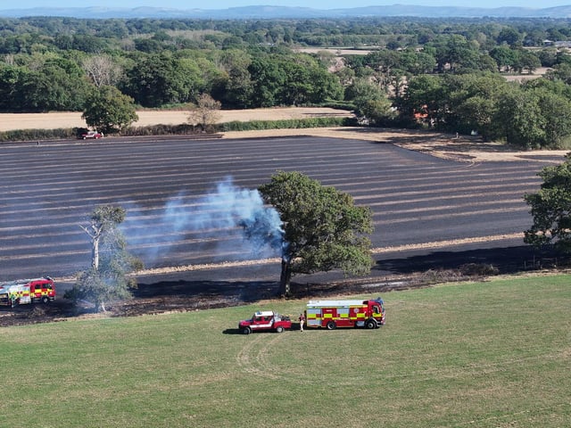 West Sussex Fire and Rescue Service said – at 3.40pm on Saturday – that crews were ‘dealing with a fire in a field’. It was reported close to West Chiltington Lane, near Coneyhurst.