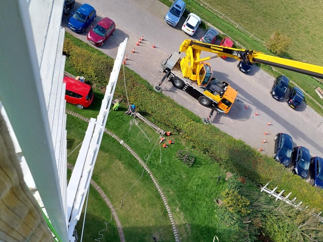 Jill Windmill in Clayton, Sussex, had her sweeps reattached on Saturday, October 8