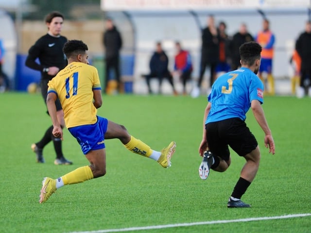Action from Lancing's 3-1 win over Sevenoaks in the Isthmian south east division