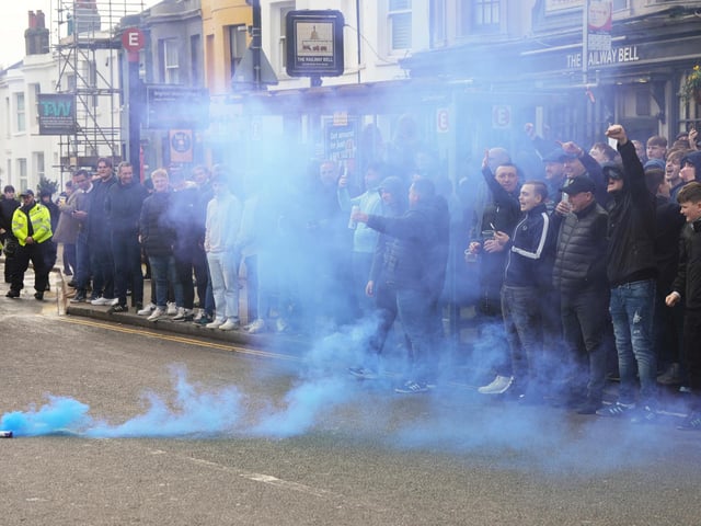 Brighton is swarming with police officers ahead of a Premier League match between Albion and Crystal Palace