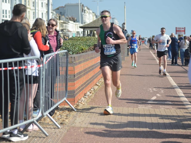 Images from the finish area at the 2026 Hastings Half Marathon
