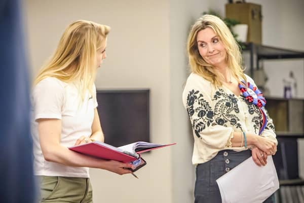 Debra Stephenson and Natalie Dunn in rehearsals for 'Party Games!'.