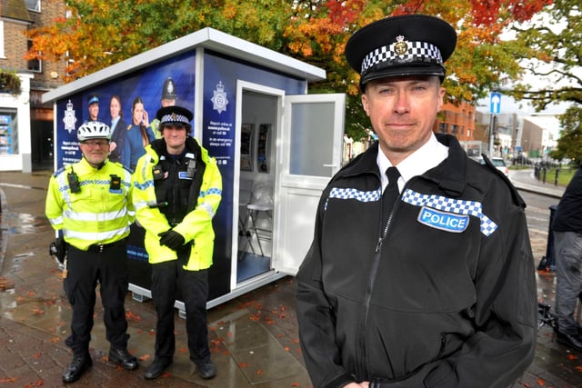 Neighbourhood Policing Inspector Steve Turner at Crawley Engagement Hub launched in the High Street, Crawley