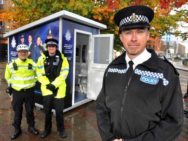 Neighbourhood Policing Inspector Steve Turner at Crawley Engagement Hub launched in the High Street, Crawley