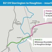 The roadworks between Storrington and Houghton will be completed in phases and are expected to last a month