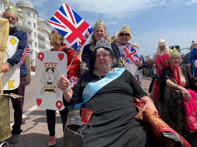 Queen Victoria, of the Bognor Regis RAFA Club, was escorted through the carnival by members of her coutr.