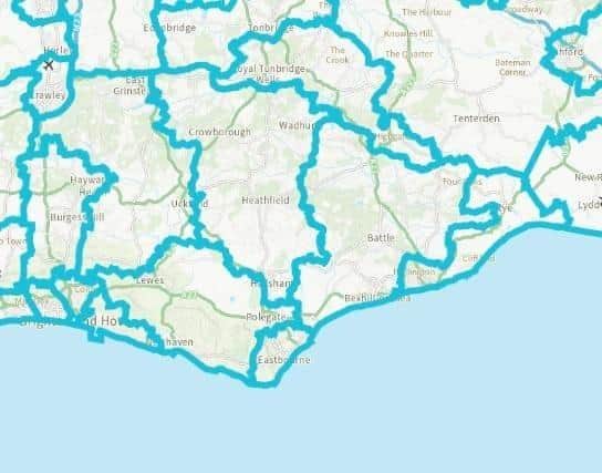 Amended East Sussex parliamentary boundaries